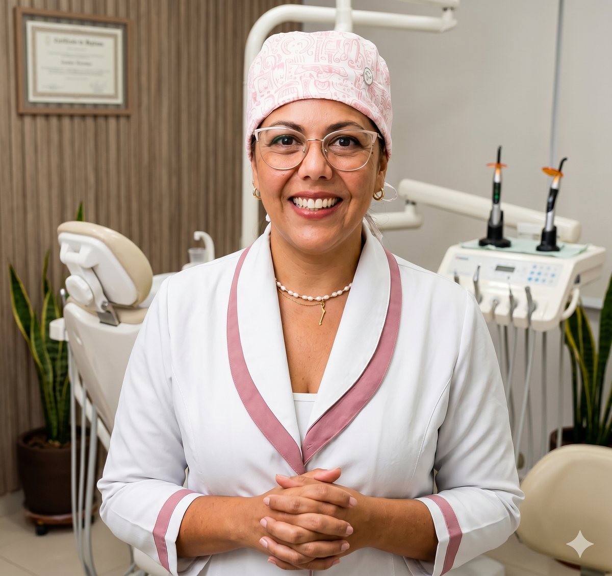 Dra. Jacqueline Nunes Ribeiro, cirurgiã dentista, no consultório da Sorridente